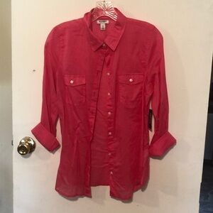old navy hot pink button-down shirt size medium